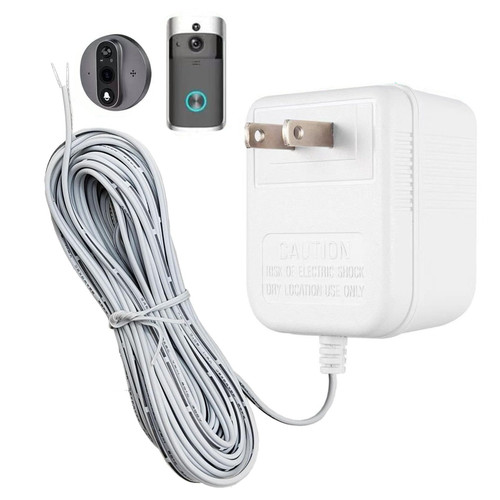 UPMMUD AC-AC 24V Doorbell Power Supply Transformer for Ring, Nest, Eufy, Arlo Doorbell, 32.8 FT, White –Pure Copper Enameled Wire Manufaturing600mA Power is Sufficient for More Stable Operation