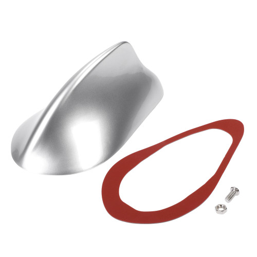 Partuto 1 Pcs Universal Shark Fin Antenna Cover Signal Roof Aerial for Car SUV Truck Offroad ABS Material with Adhesive Base Silver Tone