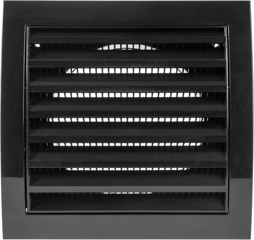 Vent Systems 4” Inch Black Plastic Exterior Vent Hood Cap – Heavy-Duty Louvered Cover with Backdraft Damper and Mesh Screen – HVAC Exhaust Grille for Bathroom Dryer Garage Outdoor Walls