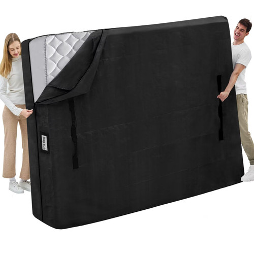 Mattress Bags for Moving and Storage, BETU Waterproof Mattress Protector King Mattress Cover with 8 Heavy Duty Handles and Zipper Extra Thick Moving Supplies for Bed Reusable (82x79x13.5 Black)