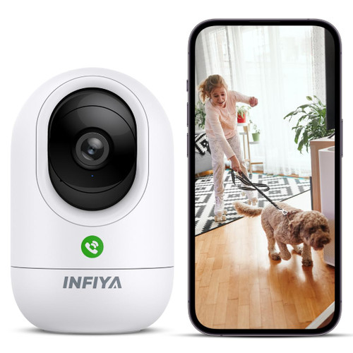 INFIYA 2K Baby Camera-WiFi Home Security Cameras Indoor via One-Tap Call with Elderly/Baby/Nanny, Motion Alert, Local/Optional Cloud Storage, Compatible with Alexa/Google Home, K7 1Pack (2.4GHz Only)