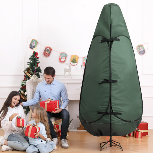 Upright Christmas Tree Storage Bag 9 Foot Tree, 9 ft Christmas Tree Storage Bag, Christmas Tree Cover For Upright Storage Fit 8 Ft / 9 Ft / 10 Ft Christmas Tree Bags Storage 9 ft Green