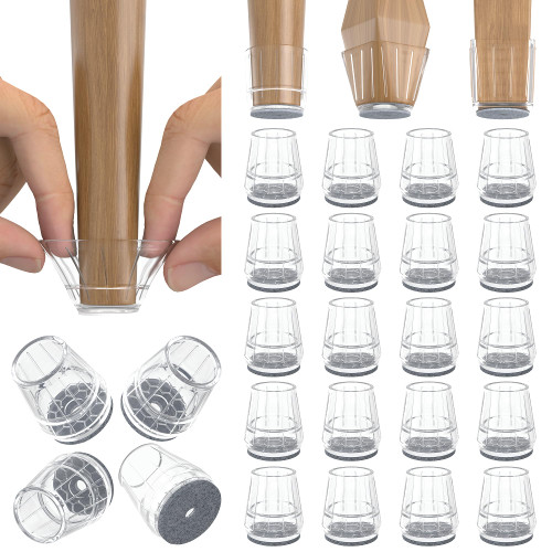 24PCS Extra Small Silicone Chair Leg Floor Protectors for Hardwood Floors, Thicken Rubber Chair Leg Cap Covers, Non Slip Furniture Leg Pads to Protect Wood Tile Floors from Scratches and Reduce Noise