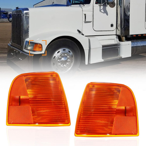 Hpdmauto Corner Light fit for Peterbilt 385/377 Trucks Turn Signal Side Marker Lamp Assembly Halogen Amber Driver and Passenger Side