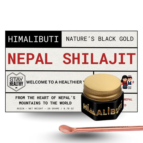 HIMALI BUTI Nepal Shilajit Resin 20g Pure Himalayan Shilajit for Men & Women shilajit Wellness nest Pure Resin Organic WHO-GMP Certified Organic Testosterone Wellness 85+ Trace biolabs Silajit