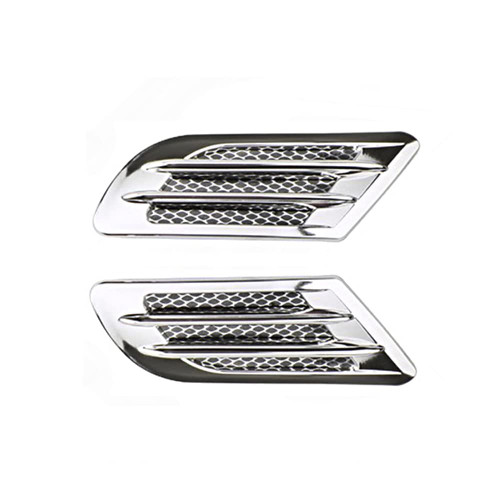 KACEPAR Exterior Car Air Flow Fender Side Vent Decoration Sticker, Front Side Fender Air Vent Grille Decoration Cover Trim, Universal Fit Pair, Chrome