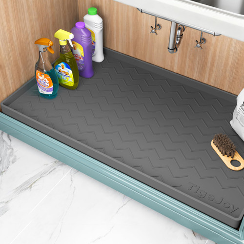 TigeJoy 31" x 19" Under Sink Mats for Kitchen Waterproof, Leak-Proof Silicone Mat Sink Protector and Cabinet Liner, Kitchen Essentials Organizer and Storage, Boot or Shoe Tray, Pet Feeding Mat