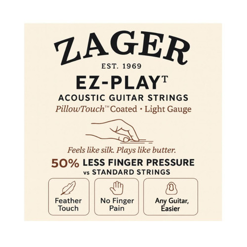 Zager Easy Play Acoustic Guitar Strings – Fits Martin, Taylor, Yamaha, Fender & Gibson Guitars – Easy on Fingers, Anti-Rust, Warm Rich Tone
