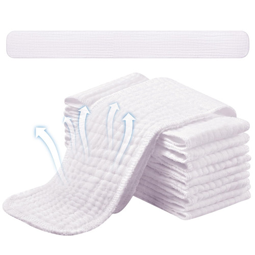 Toulite 10 Pcs 6 Layer Bra Liner Sweating, Cotton Sweat Liner Under Bra Pad Breast Washable Rectangle Absorb for Women Supply(M)