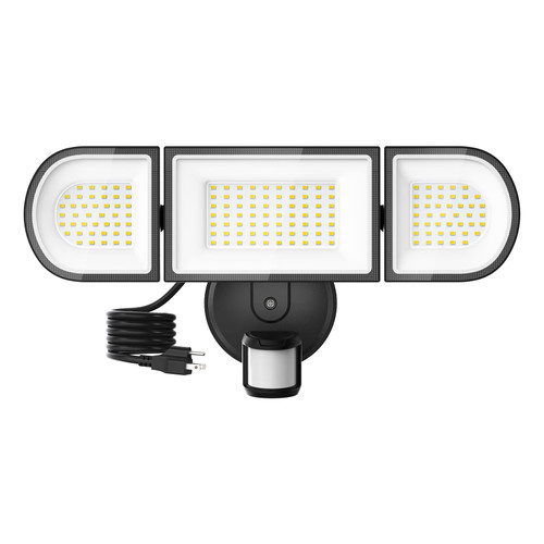 SZPOWER 150W Plug in Motion Flood Lights Outdoor, 15000LM LED Motion Sensor Outdoor Lights Dusk to Dawn, Security Floodlights Waterproof IP65, Exterior Lighting for Outside, House, Garage
