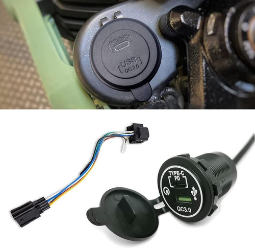 12V Quick Charge 3.0 Type-c PD Dual USB Port Kits Compatible for Honda Hunter Cub 125 Trail 125 CT125 2019-UP，USB Charger Port Kit