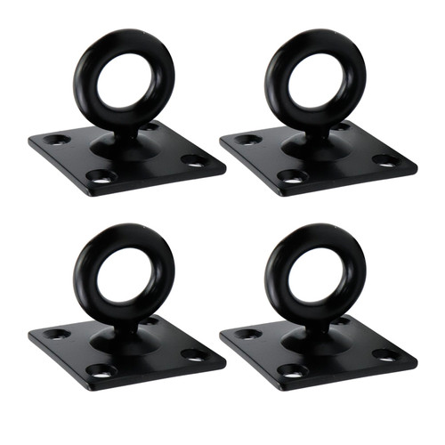 Antrader 2 x 2 Inch 304 Stainless Steel Pad Eye Plate Hook with Screws for Ceiling Hooks, Marine Application Hook,Black-4 Packs