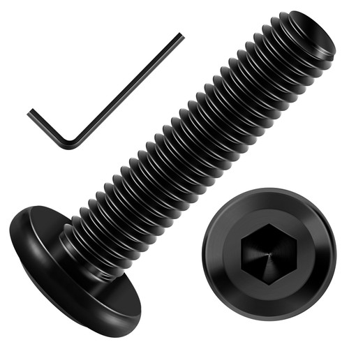Mywish M6 x 30mm 20Pcs Flat Head Hex Socket Cap Screws Bolts, 304 Stainless Steel Furniture Bolts Full Thread, Black Oxide & Hex Spanner