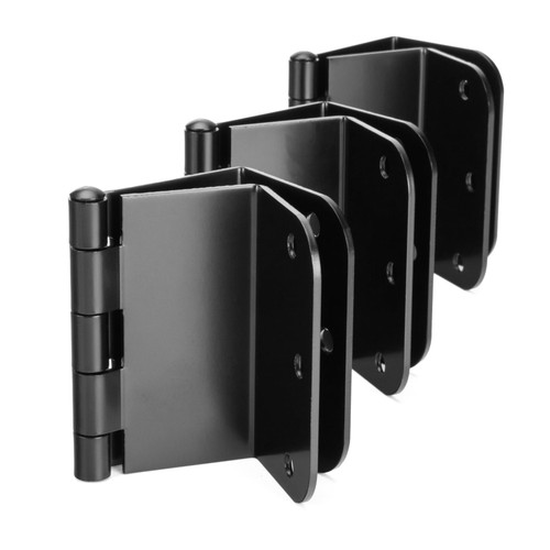 Haidms 3 Pack Offset Hinges Matte Black 3.5 Inch with 5/8'' Radius Corner Expandable Door Hinges for Heavy Duty Exterior Interior Doors
