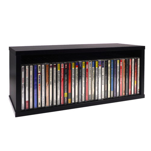 sdroceRyaM CD Storage Rack Stackable Organizer Disc Display Stands Hold Up to 35 CDs, 15.7x6.4x6.8 Inches,Black