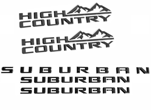 Set 5pack OEM Three Suburban Plus Two High Country Emblems 3D Letters Badge Compatible with Suburban 2019-2025 84910061 Glossy Black
