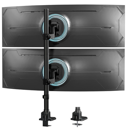 Dual Monitor-Arm Ultrawide Heavy Duty - 24-57 inch Vertical Dual Monitor Mount, Adjustable Stacked Double Monitor Desk Mount Stand, Max Load 59.4 lbs (per Screen), VESA 75 100 mm, Black
