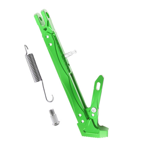 Adsspro Universal Lengthened Adjustable Long Kickstand CNC Aluminum Alloy Motorcycle Long Kickstand Accessories Motor Modified Tripod Holder Kickstand Foot Side Support Stand Dit Pit Bike (Green)