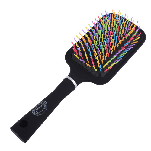 Multi-Coloured Wavy Paddle Brush by Fine Lines - Detangle Hair Brush for Women, 11 Row Nylon Bristles, Hairbrush for Smoothing & Straightening, Comfortable Grip-1761542951 Multi-Coloured Wavy Paddle Brush by Fine Lines - Detangle Hair Brush for Women, 11 Row Nylon Bristles, Hairbrush for Smoothing & Straightening, Comfortable Grip-1761542951