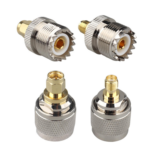 Futheda 4PCS SMA to UHF Connectors Kit UHF to SMA Male to Female RF Coax Adapter Nickel Plated SO239 PL259 Converter to SMA Connector Compatible with Amateur CB Two Way WiFi Radios Handheld Antenna