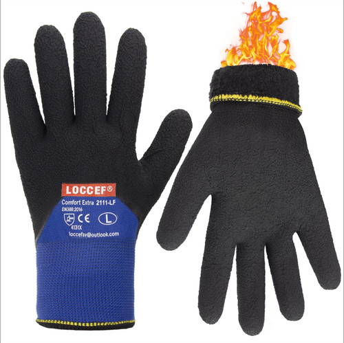 LOCCEF 2 Pairs Winter Work Gloves for Men and Women, Freezer Gloves for Work Below Zero, Thermal Insulated, Super Grip(Blue, 9/L)