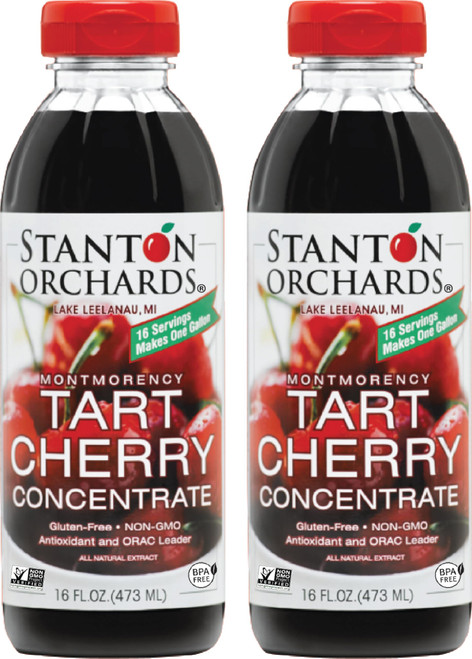 Stanton Orchards Montmorency tart cherry concentrate - Unsweetened 100% Juice Concentrate | All-Natural, Vegan, ORAC Leader, BPA & Gluten Free - 16 OZ 2-Pack