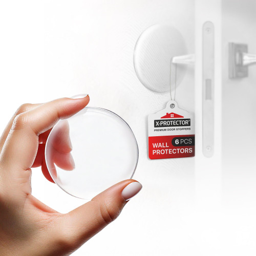 X-Protector Door Stoppers for Wall - 6 PCS, 2" - Self-Stick Door Knob Wall Protector - Silicone Wall Protectors from Door Knobs - Door Stopper Wall Protector from Furniture, Doors & Other Objects!