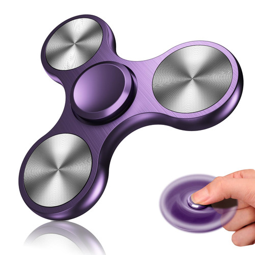 Stainless Steel Bearing Metal Fidget Spinner, 3-8 Min Spins Time, EDC ADHD Stress Anxiety Relieves Fidgets Finger Toys, Novelty Toy for Kids and Adults (Purple)