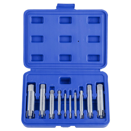 LEONTOOL 10 Pcs Tap Extractor Set, 3/4 Flute Broken Head Screw Remover Stripped Tap Extractor Set, CR-MO Steel Broken Tap Extractor Tap Insertion Tool for Industrial Tap Removal Home Repair Work