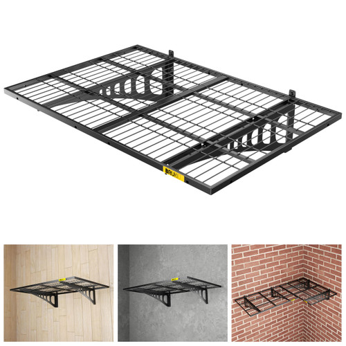 Brukid 2x3ft Adjustable Rail Wall Garage Storage Shelf, Tool Room, Supermarket Wall Storage Shelving Rack (1 Pack-Black)