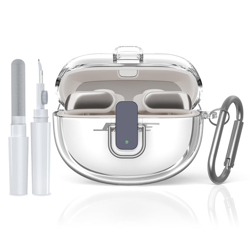 [Secure Lock] for Bose Ultra Open Earbuds Case(2024), TUDIOW Clear TPU Shockproof Protective Cover for Bose Open Ear Wireless Earbuds Accessories with Cleaning Kit& Keychain (Clear)