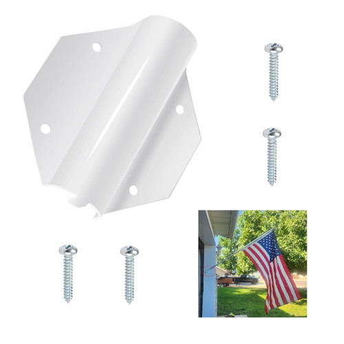 CTUOPTUO Side Mount Flag Pole Holder, Allows Display of 1" Flagpoles on Doorway Sides, White Powder Coated Steel, Wall Mount Bracket with 4 Screws