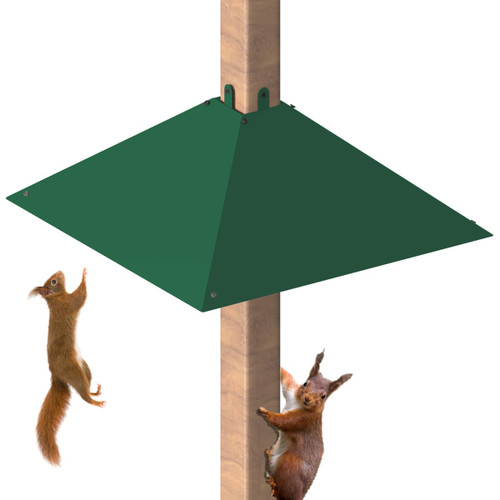 Khordin Metal Squirrel Baffle for 4x4 Post, Outside Wooden Pole Mount Squirrel Guards for Bird Feeders, 17 Inch Squirrels Deterrents Stopper to Deter Racoons, Green, 1pcs