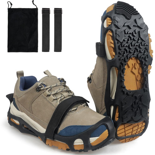 Spikeless Ice Cleats, Outdoor Indoor Snow Cleats Anti Slip Roofing Shoes, Slip on Shoe Grips Rubber Tread Overshoes for Slick Wet Slippery Surfaces, Large-X-Large