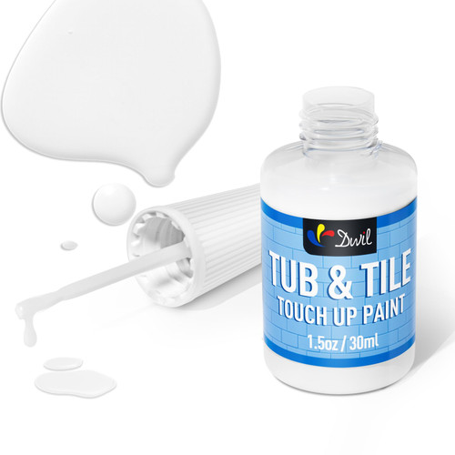 DWIL Tub and Tile Paint, White Touch Up Paint for Porcelain, Scratches, Cracks and Spots on Tile, Porcelain Repair Kit for Bathtub, Sinks, Enamel and Toilets, 1.5 Fl Oz(White)
