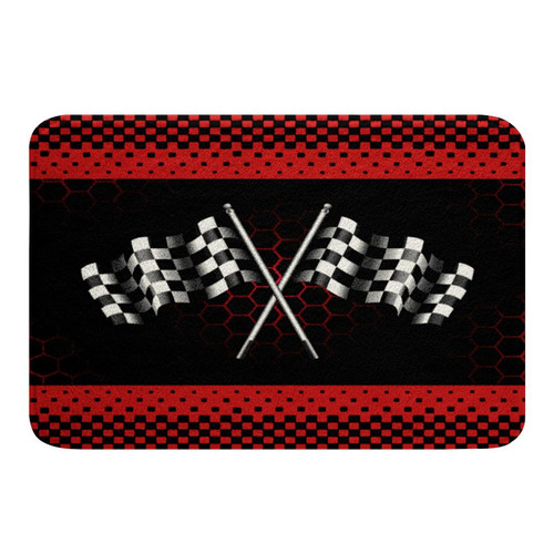Feelyou Race Car Bathroom Rugs 20"x32" Kids Race Checkered Sport Car Bath Rugs for Shower Tub for Boys Girls Teens Honeycomb Extreme Sports Theme Bath Mats for Bathroom Cool Speed Bathroom Accossories