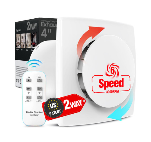 ARSFAN Bathroom Exhaust Fan with Remote, 2 Way 6 Speed Upgraded Powerful Low Noise Vent Fan 3000RPM DC Motor Energy Saving Household Ventilation Fans for Attic Basement Garage Washroom V116A24