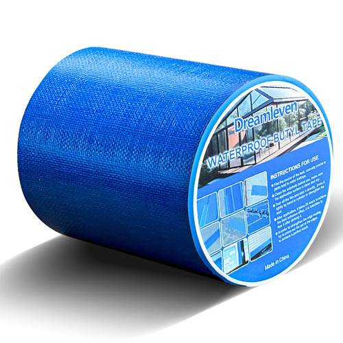 Waterproof Tape for Solar Pool Cover Repair,Blue Duct Tape Heavy Duty Waterproof for Pool Liner Patch,Butyl Sealant Tape for RV Awning,Metal Roof,Vent,Piple,Boat Sealing,6" x16Ft