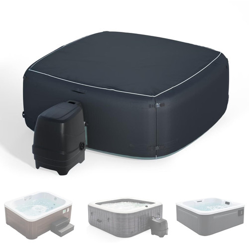 XCZ Portable Hot Tub Cover, Inflatable Hot tub Full Coverage - Waterproof, Sun Protection, dust Proof, Suitable for 94 "Inflatable hot tub spa,Square (Gray, Cover only)