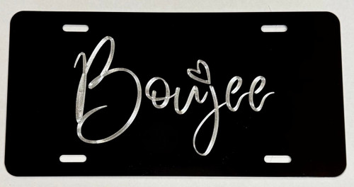 Boujee Car Tag Diamond Etched Engraved Vanity Front License Plate