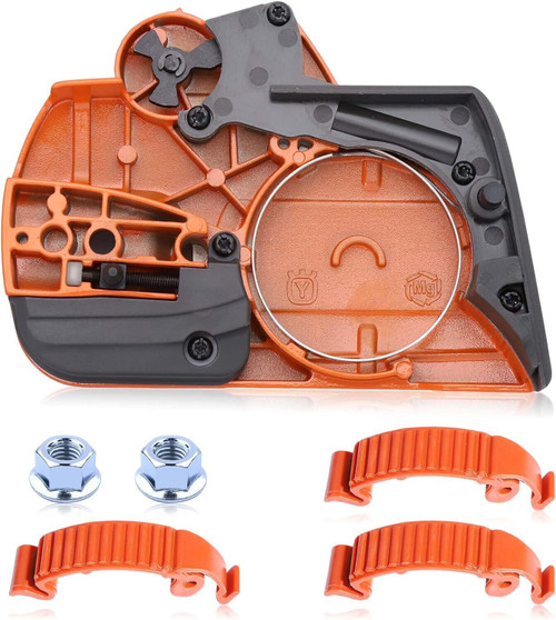 440 Chain Brake Assembly Side Clutch Cover for Husqvarna 440 Chainsaw, Husky 440e II Chainsaw Clutch Cover with Brake Assy & Bar Nuts Buckle Clips Kit,Clutch Cover Chain Saw Parts 501388203