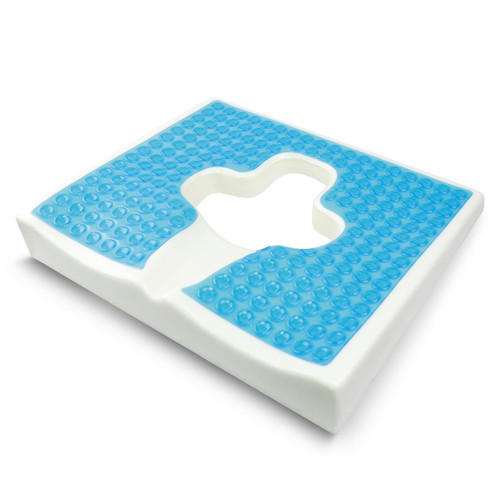 Bed Sore Cushions for Butt, T Shaped Triangular Slope Design Gel Memory Foam Cushions for Pressure Sores on Buttocks, Anti Decubitus Cushion for Elderly, Bedridden, Disabled for wheelchair (Blue)