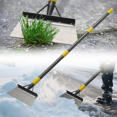 Snow Ice Scraper, 60" Long Handle Heavy Duty Garden Flat Shovel, Multifunctional Cleaning Shovel, Floor Scrapers Stainless Steel Garden Tools Weed Scraper for Weeding,Scraping,Ice Removal,Lawn Edging