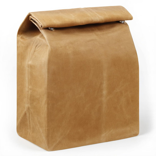 Alrhso Waxed Canvas Lunch Bag Sack Reusable Insulated Lunch Sack Brown Lunchbox for Men Women, Paper Bags Styled Lunchbag for Work, Office, Picnic