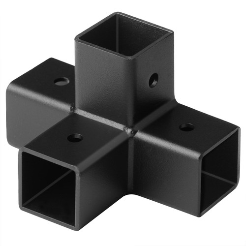 MOUNTAIN_ARK 4 Pack 1" Black Square Tube Connector, 4 Way Structural Corner Elbow Coupler, Fence Rail Pipe Clamp, 3/32" Thick