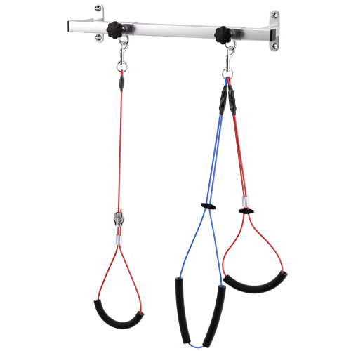 Dog Grooming Holder for Bathing - Wall-Mounted Adjustable Pet Grooming Arm with 2 Sliding Blocks, No Sit Haunch Holder & Steel Ropes,pet Grooming Tools (Fixed: 42cm (16.5"))