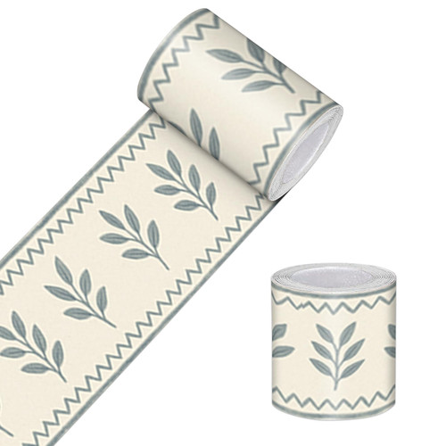 HOMETITUTE Wallpaper Border Peel and Stick Decorative Wall Trim Self Adhesive Leaf Accent Strip for Kitchen Dining Room Entryway Bedroom Mirror Frame Shelf Edge Country Style 4x196 Inch Plant Design