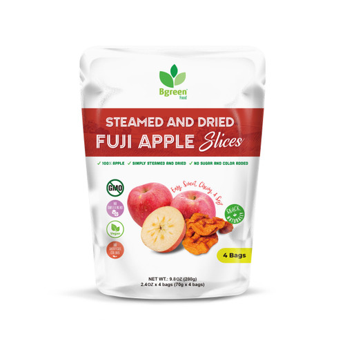 Bgreen Food - Steamed Fuji Apple Slices, Dried Fruit Snack, All Natural, No Preservatives, No Sugar Added, 9.8 oz Pack (1 Pack)