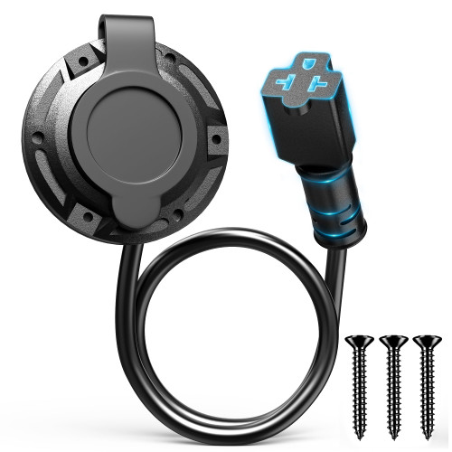 New 20A AC Port Plug, 125V 12AWG Heavy-Duty RV Shore Power Inlet Socket with 5-in-1 T-Blade Adapter & 16'' Extension Cord, Waterproof Electrical Outlet Receptacle Box for RVs, Trailers, Boats