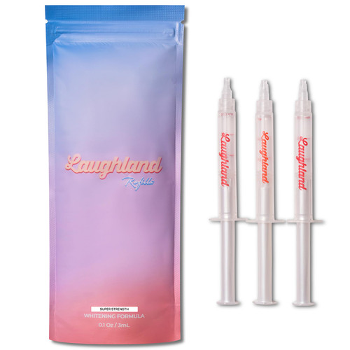 Laughland Super Strength Teeth Whitening Gel 3 Pack, Tooth Whitener, 11% Hydrogen Peroxide, Glycerin, Aloe Vera & Mint, at Home Dental Care, Travel Friendly, 6 Treatments